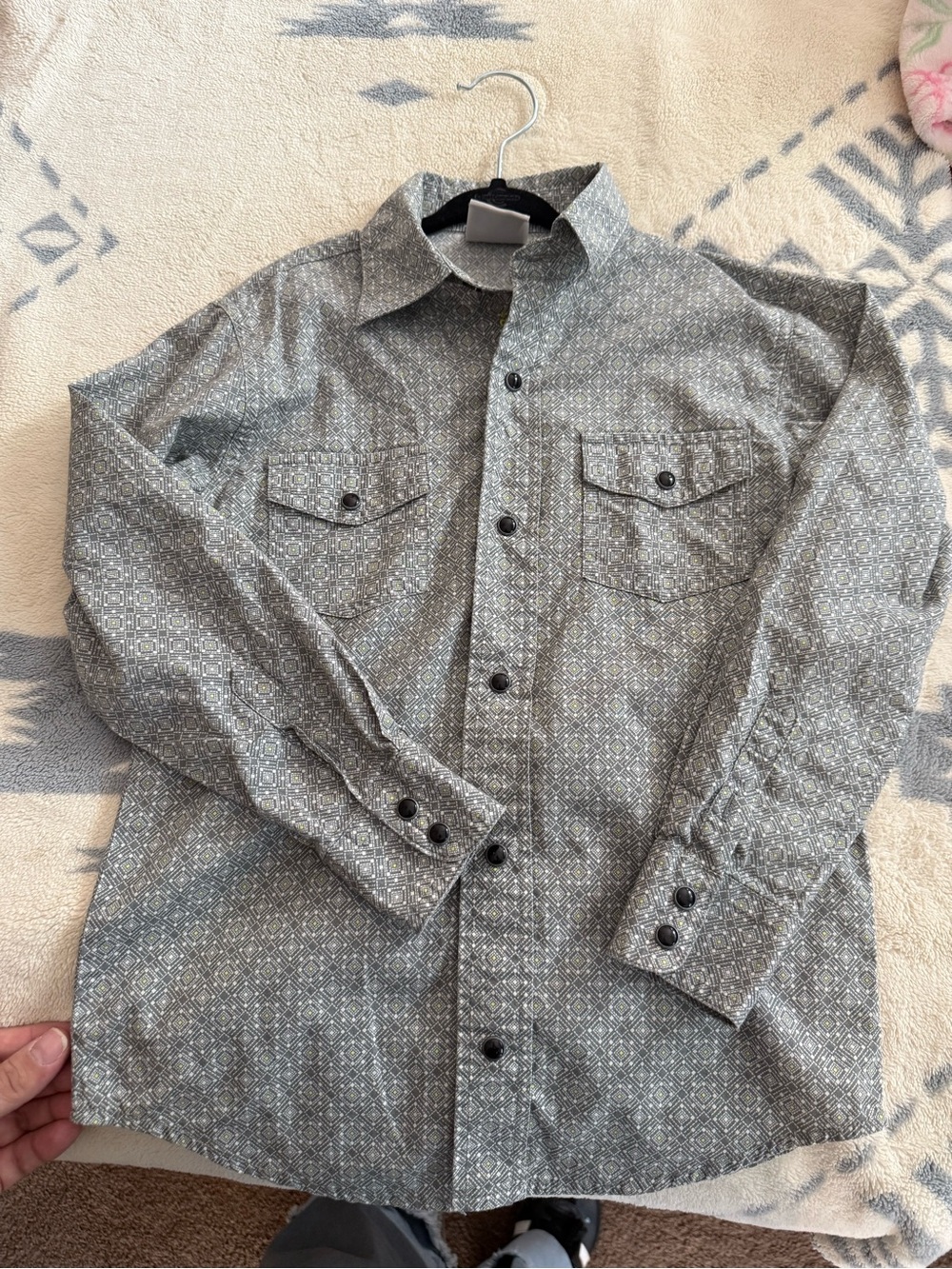 Cinch Grey Geometric Button-Down Shirt for Kids